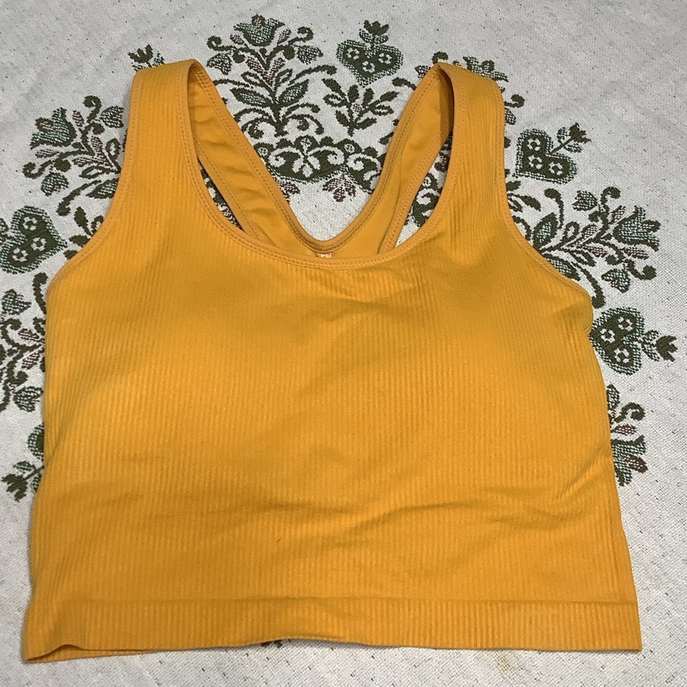 CALIA Umber Yellow Ribbed Women's Tank Top